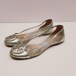 Tory Burch Silver Ballet Flats